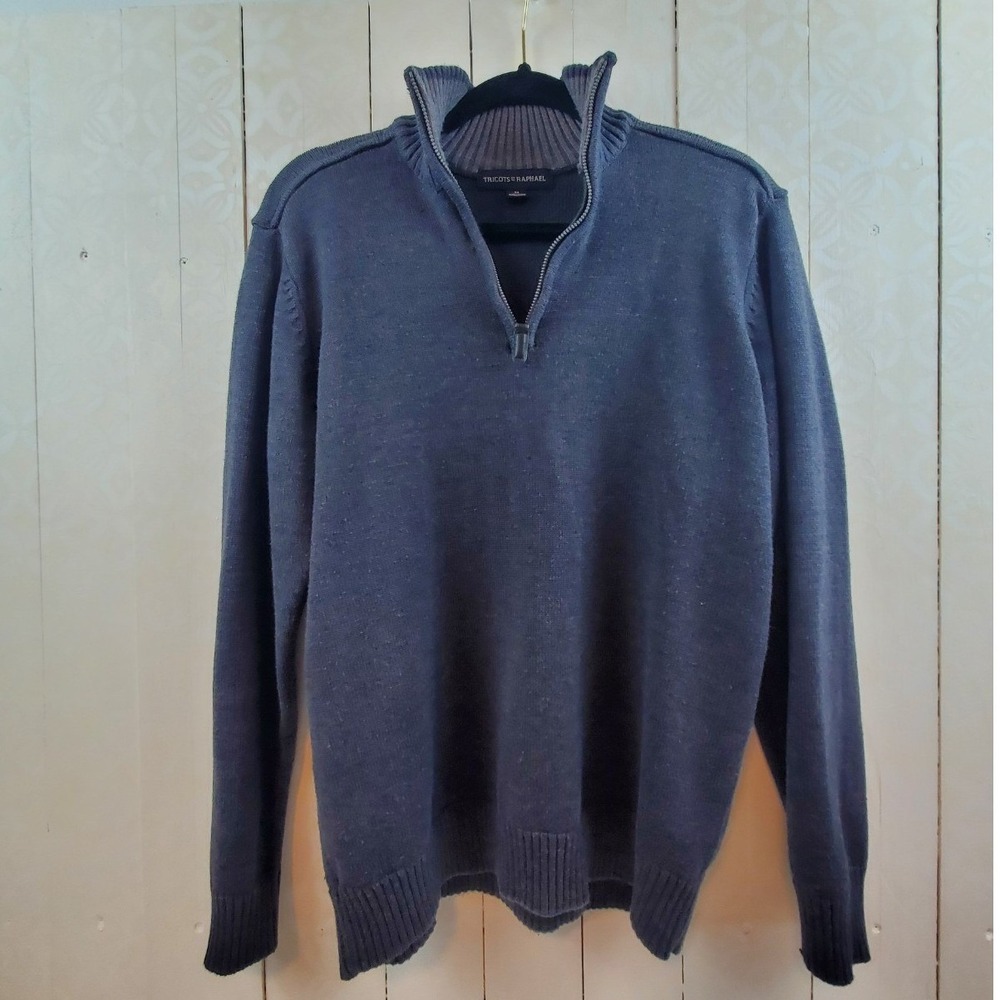 Mens Quarter Zip Pullover Sweater Blue Heather Size M Tricots Grandpacore